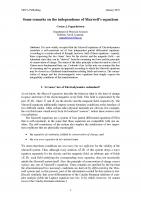 Cover for Some remarks on the independence of Maxwell's equations